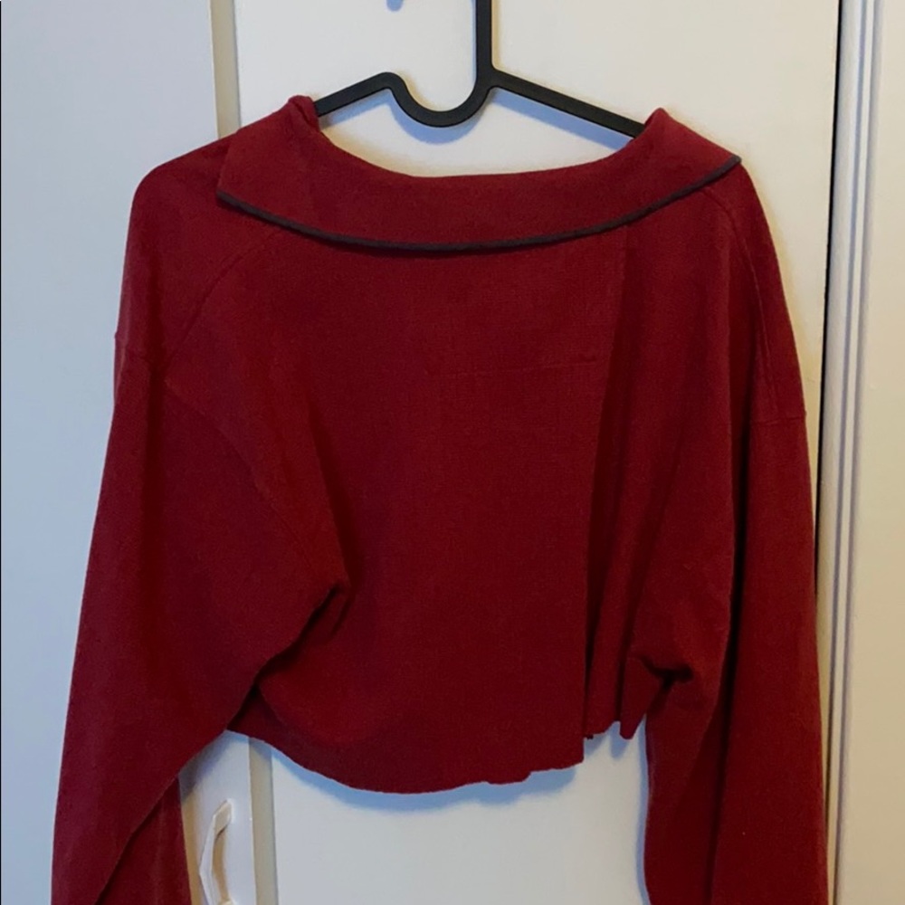 Red cropped button up - Picture 2 of 2